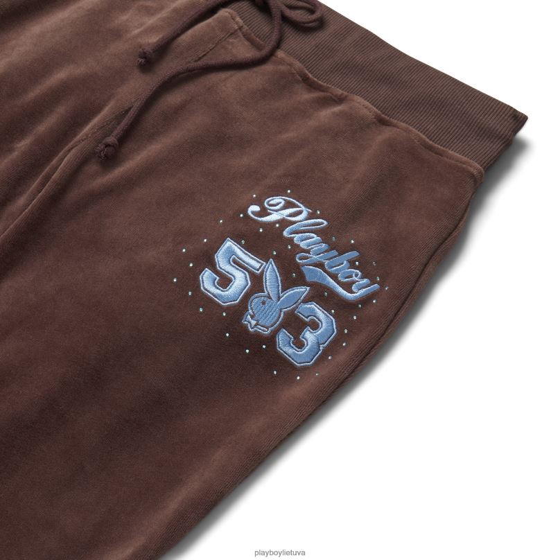 veliūrinės sportinės kelnės šokoladinis martinis Playboy moterys apranga 64RVB1254