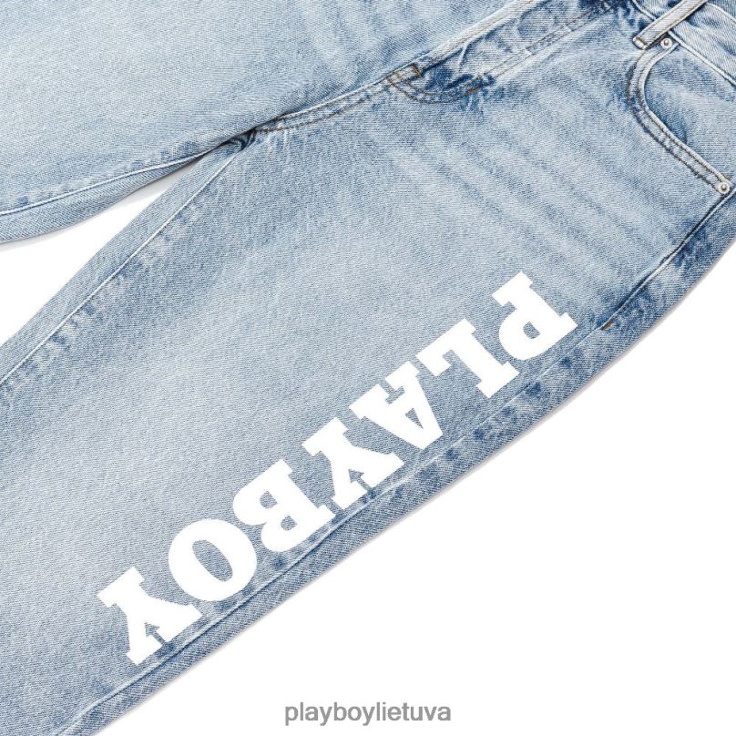 aukštai kylančios tiesios džinsinės kelnės originalus Playboy moterys apranga 64RVB1182