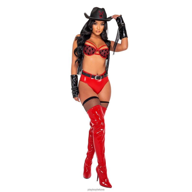 buckaroo cowgirl - 5vnt komplektas juoda/raudona Playboy moterys apranga 64RVB1364