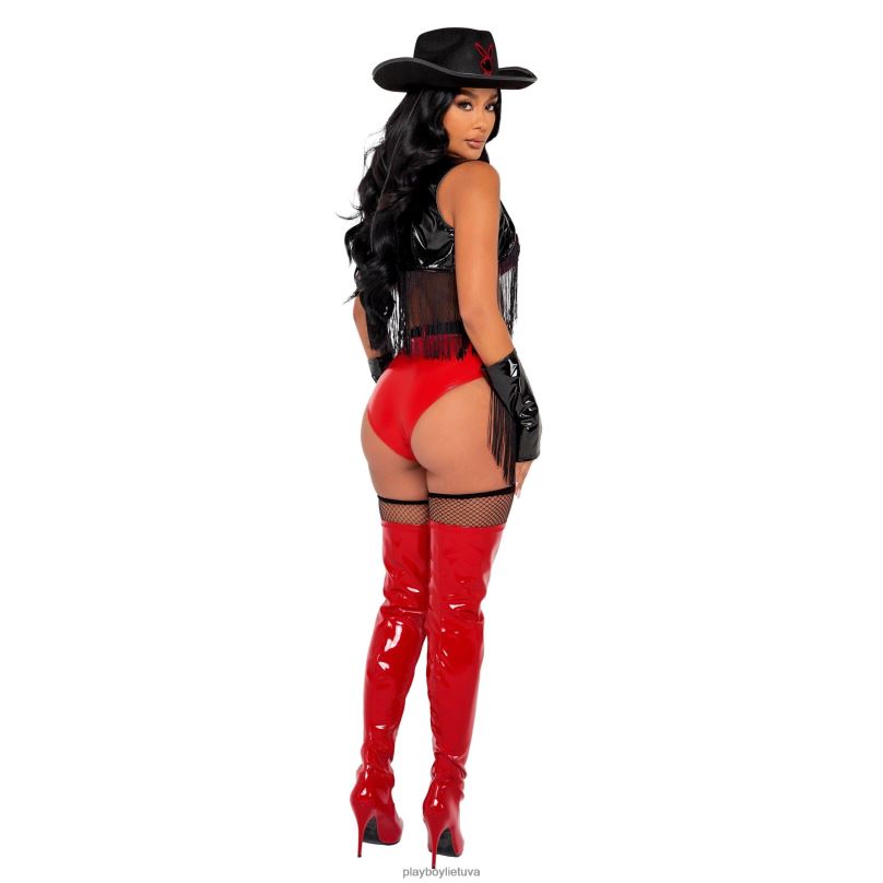 buckaroo cowgirl - 5vnt komplektas juoda/raudona Playboy moterys apranga 64RVB1364