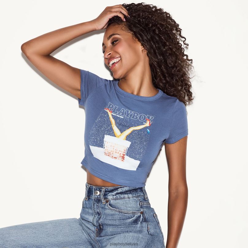 2013 m. gruodžio mėn. marškinėlių viršelis dulkėta mėlyna Playboy moterys apranga 64RVB935