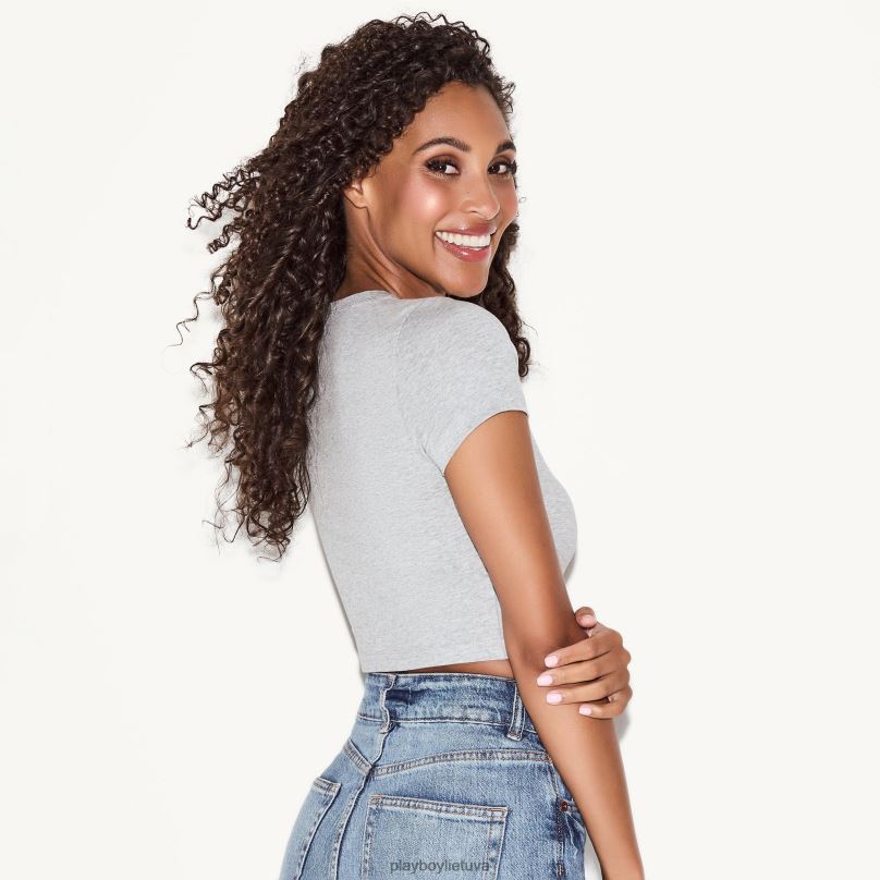 Japoniško triušio galvos kūdikio marškinėlė pilka originalus Playboy moterys apranga 64RVB997