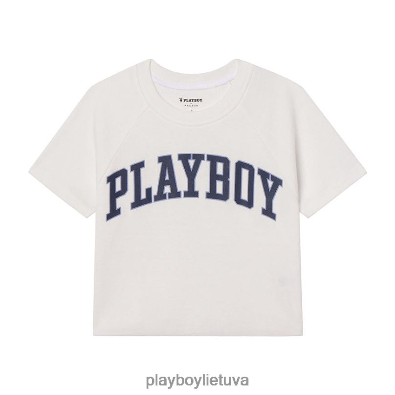 Klasikiniai raglano marškinėliai kūdikiui ryškiai balta / jūrų akademija Playboy moterys apranga 64RVB1009