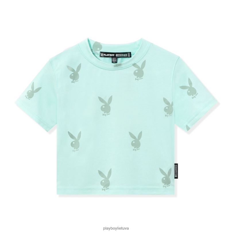 Triušio galva apkarpyta ringer marškinėliai žalias Playboy moterys apranga 64RVB1010