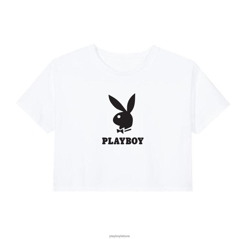 apkarpyti marškinėliai su logotipu juodas Playboy moterys apranga 64RVB922