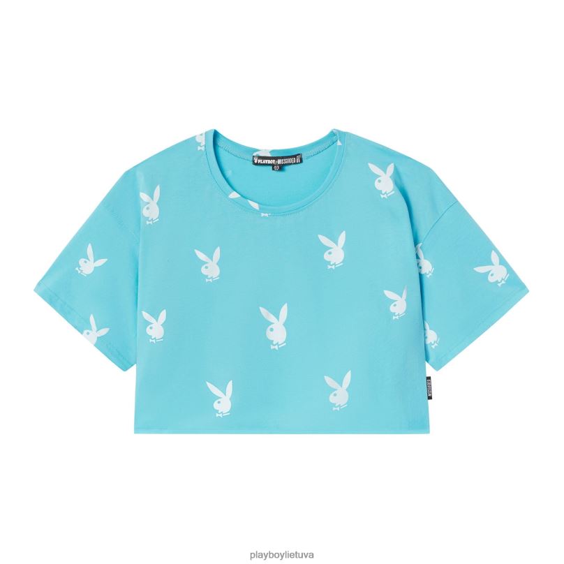 apkarpyti marškinėliai su logotipu mėlyna Playboy moterys apranga 64RVB1005
