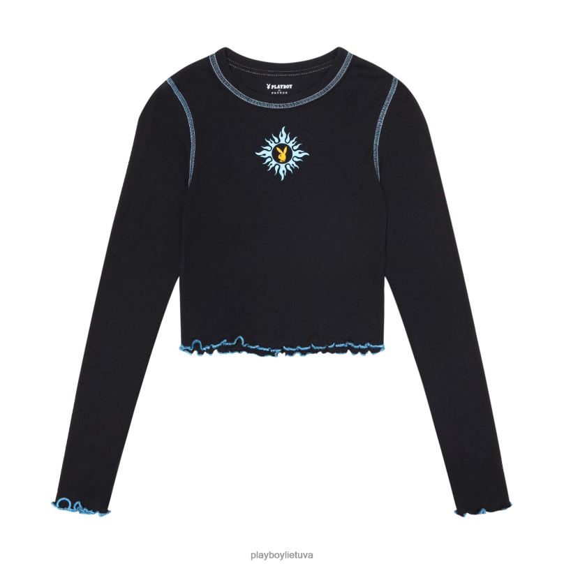 kontrastinio dygsnio ilgomis rankovėmis antracitas Playboy moterys apranga 64RVB996