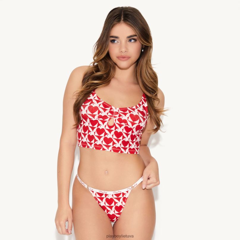 pagrindai rakto skylutė Cami balta su raudona Playboy moterys apranga 64RVB976