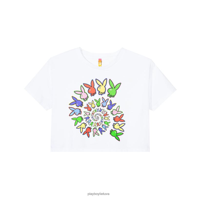 spirale apkarpyti marškinėliai baltas Playboy x Color Bars moterys apranga 64RVB959
