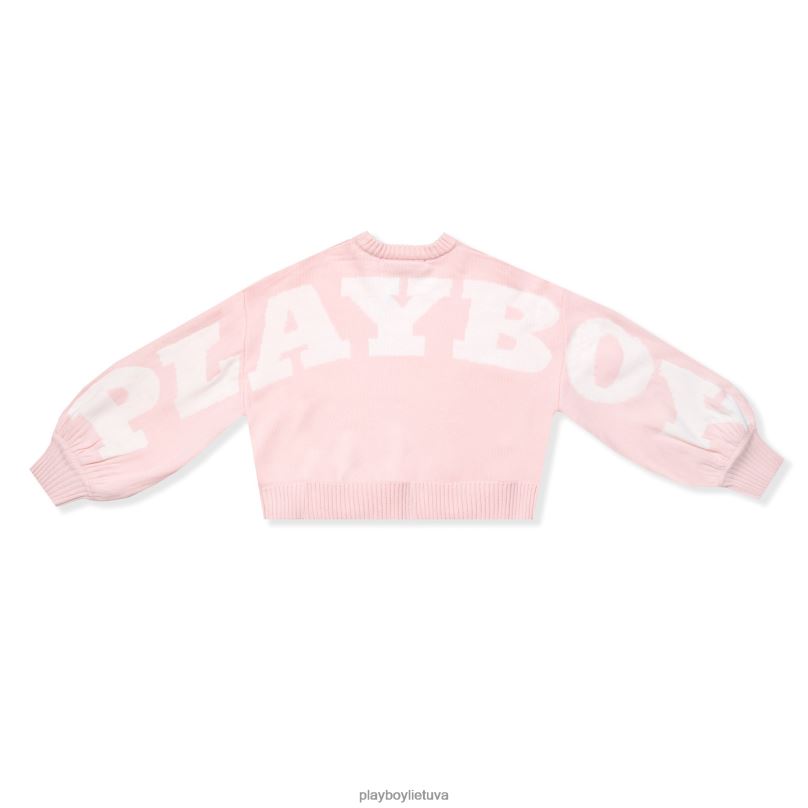 nugaroje grafinis oversized megztas megztinis rožinis Playboy moterys apranga 64RVB1068
