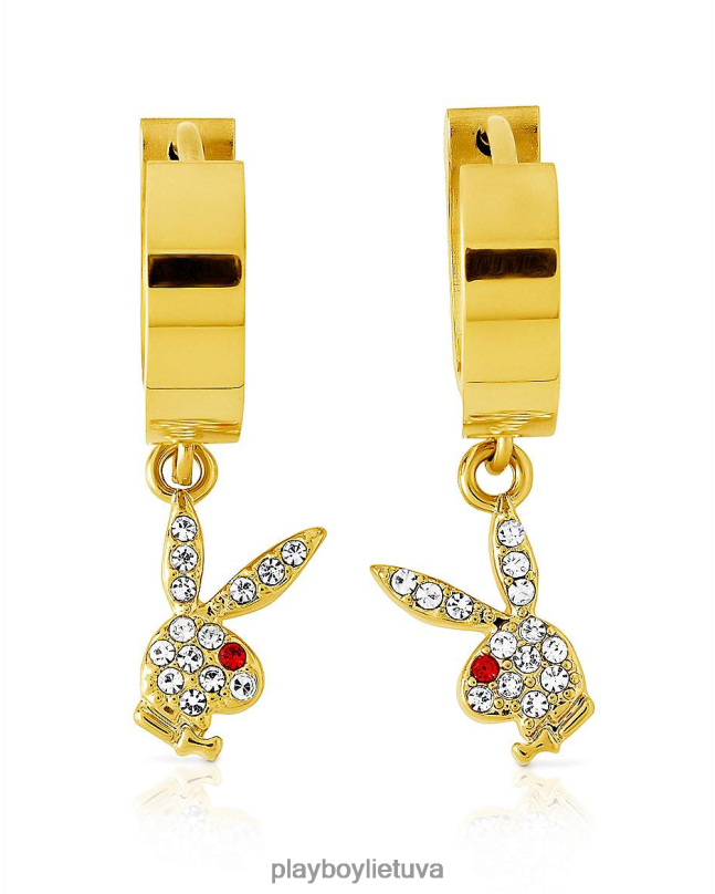 Bunny Huggie lankelis ir kabantis žavus auskaras auksas Playboy moterys priedas 64RVB1608