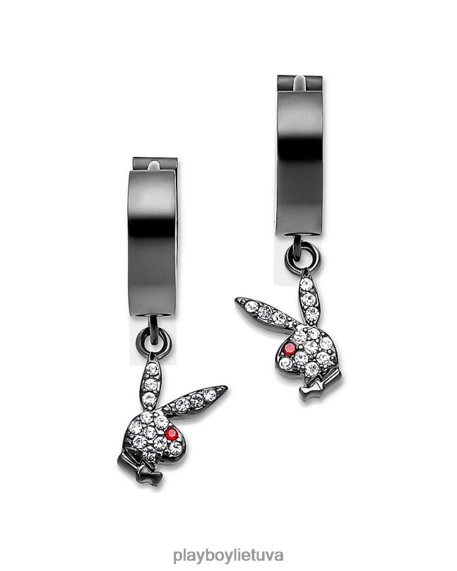 Bunny Huggie lankelis ir kabantis žavus auskaras juodas Playboy moterys priedas 64RVB1609