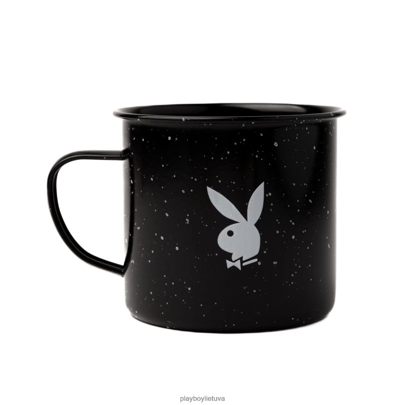 emalio stovyklos puodelis juodas Playboy unisex priedas 64RVB904