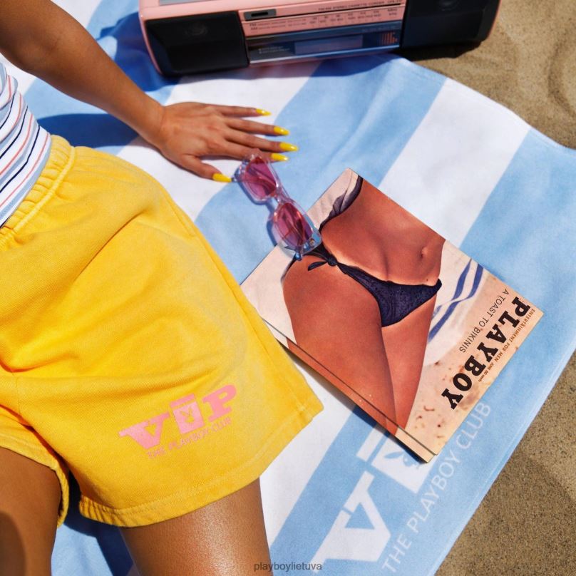 VIP klubo prakaitas trumpas geltonas originalus Playboy vyrų apranga 64RVB652