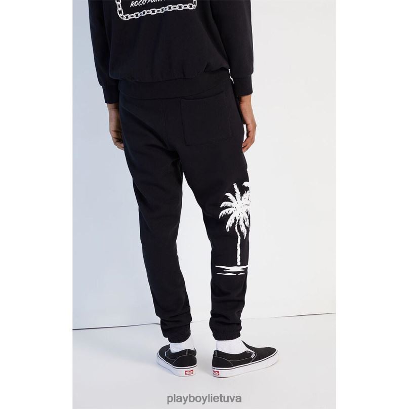 pb delnų sportinės kelnės juodas Playboy vyrų apranga 64RVB570