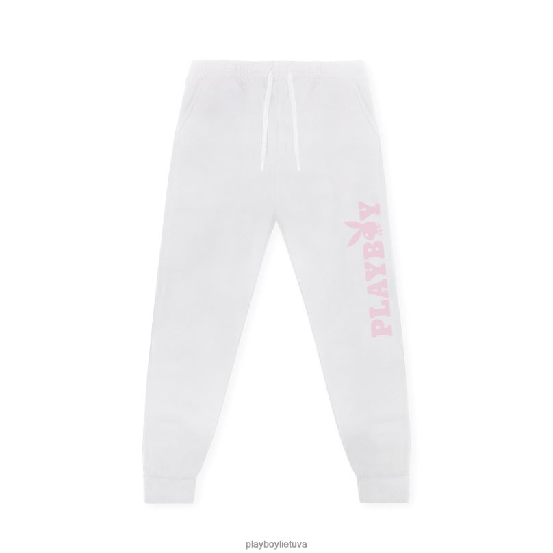 stiebo sportinės kelnės balta su rausva Playboy vyrų apranga 64RVB567