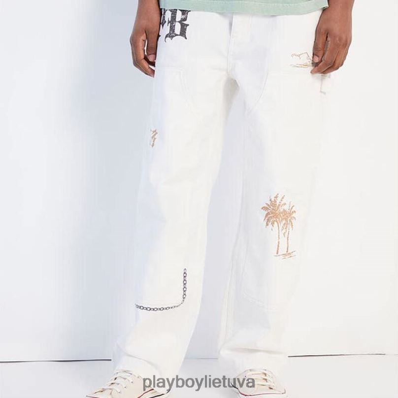 pb vintage dvigubų kelnių kremas originalus Playboy vyrų apranga 64RVB554