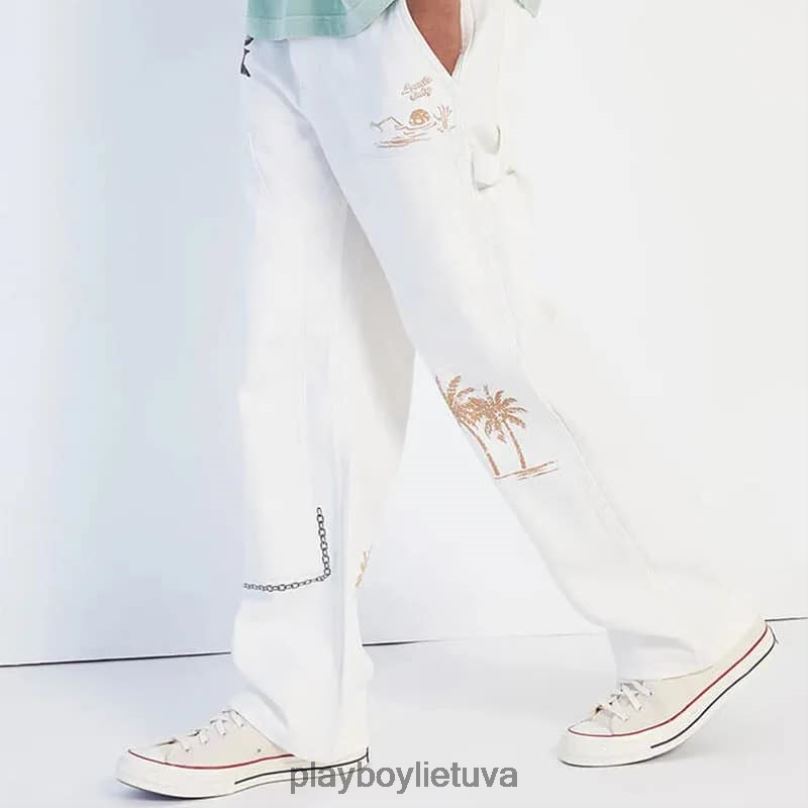 pb vintage dvigubų kelnių kremas originalus Playboy vyrų apranga 64RVB554