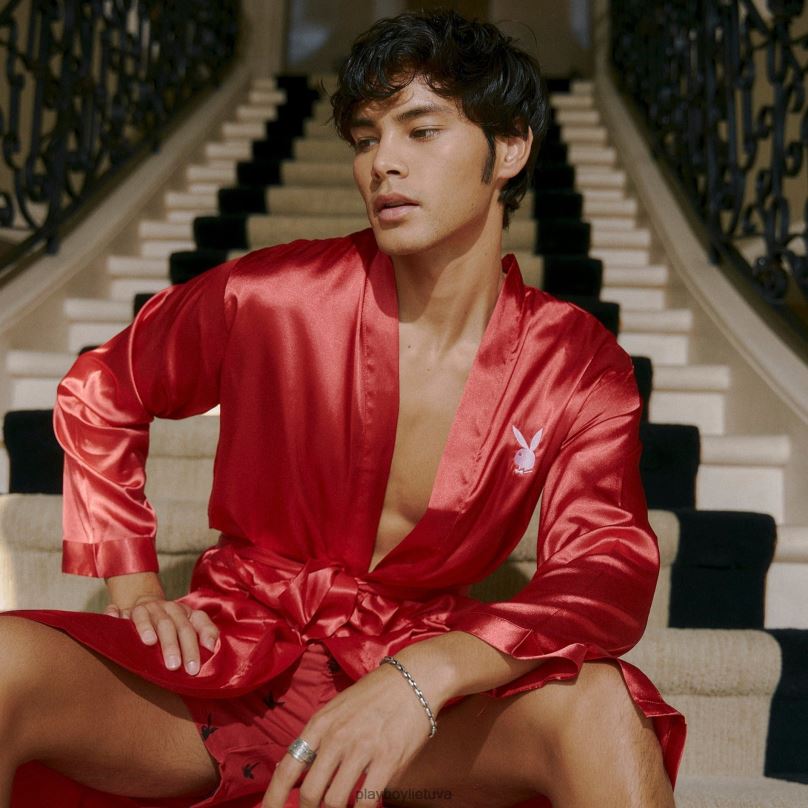 satininis dvaro chalatas originalus Playboy vyrų apranga 64RVB670