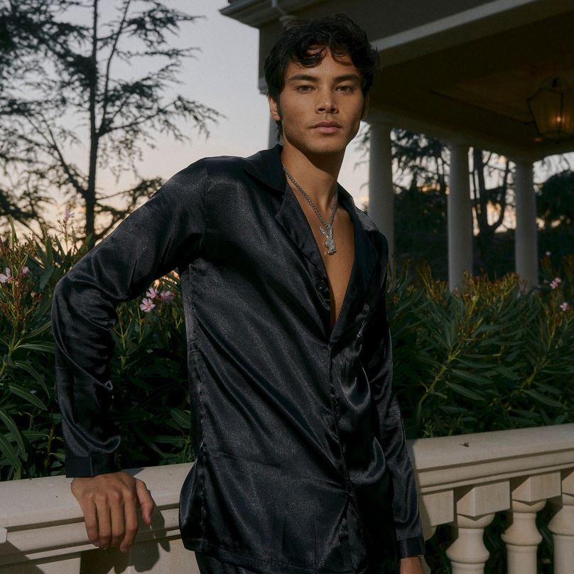 satino dvaro poilsio komplektas juodas Playboy vyrų apranga 64RVB671