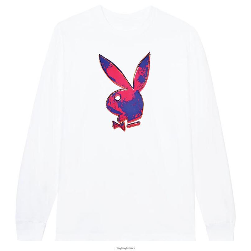 Andy Warhol Bunny ilgomis rankovėmis baltas Playboy vyrų apranga 64RVB73
