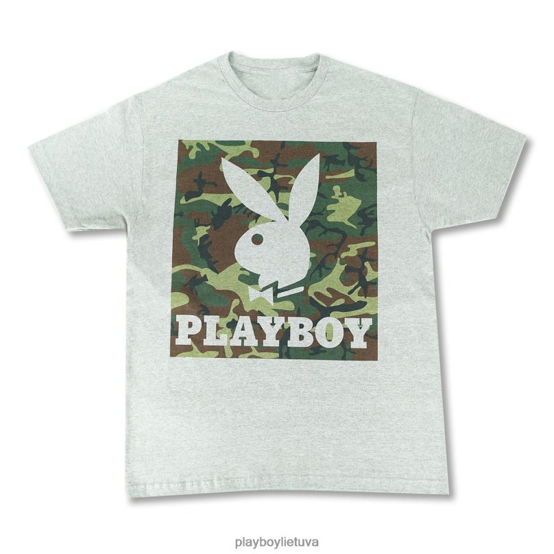 camo box pilkas marškinėliai originalus Playboy vyrų apranga 64RVB134