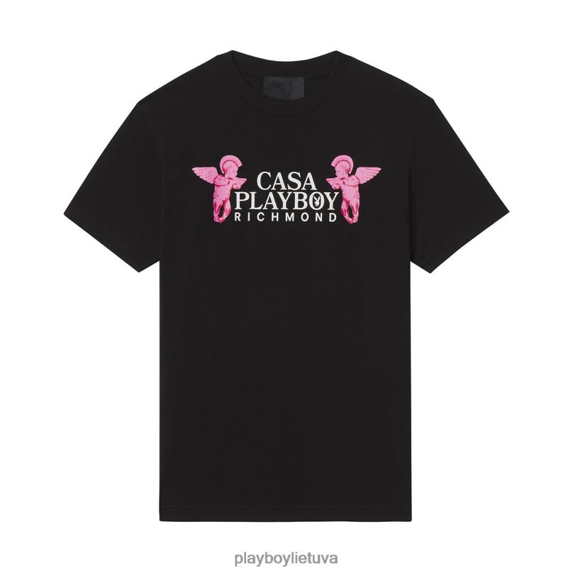 casa marškinėliai juodas Playboy x John Richmond vyrų apranga 64RVB334