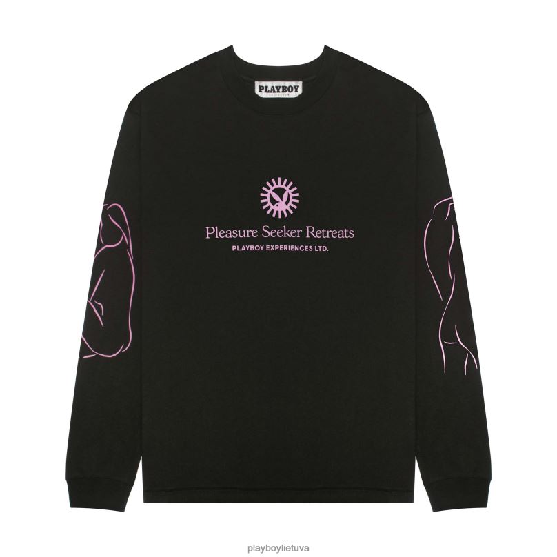 malonumo ieškotojo marškinėliai ilgomis rankovėmis juodas Playboy vyrų apranga 64RVB272