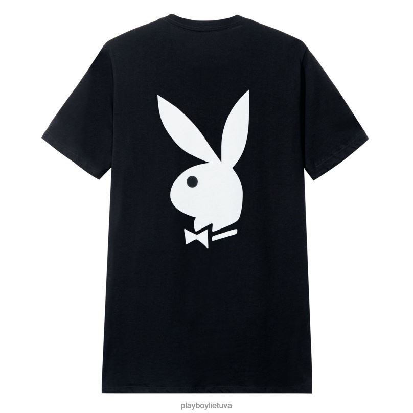 marškinėliai su triušio galvos logotipu juodas Playboy vyrų apranga 64RVB55