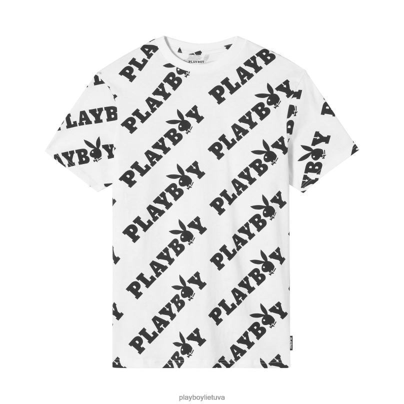 pasikartojantys stiebo viršūnės marškinėliai baltas aop Playboy vyrų apranga 64RVB285