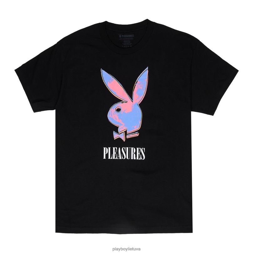 pop meno marškinėliai juodas Playboy x Pleasures vyrų apranga 64RVB111