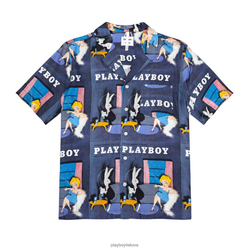 soulland birželio 1954 stovyklos marškinėliai mėlyna Playboy vyrų apranga 64RVB275