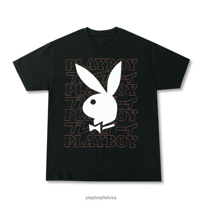 stiebo viršelis kanji tee juodas Playboy vyrų apranga 64RVB135