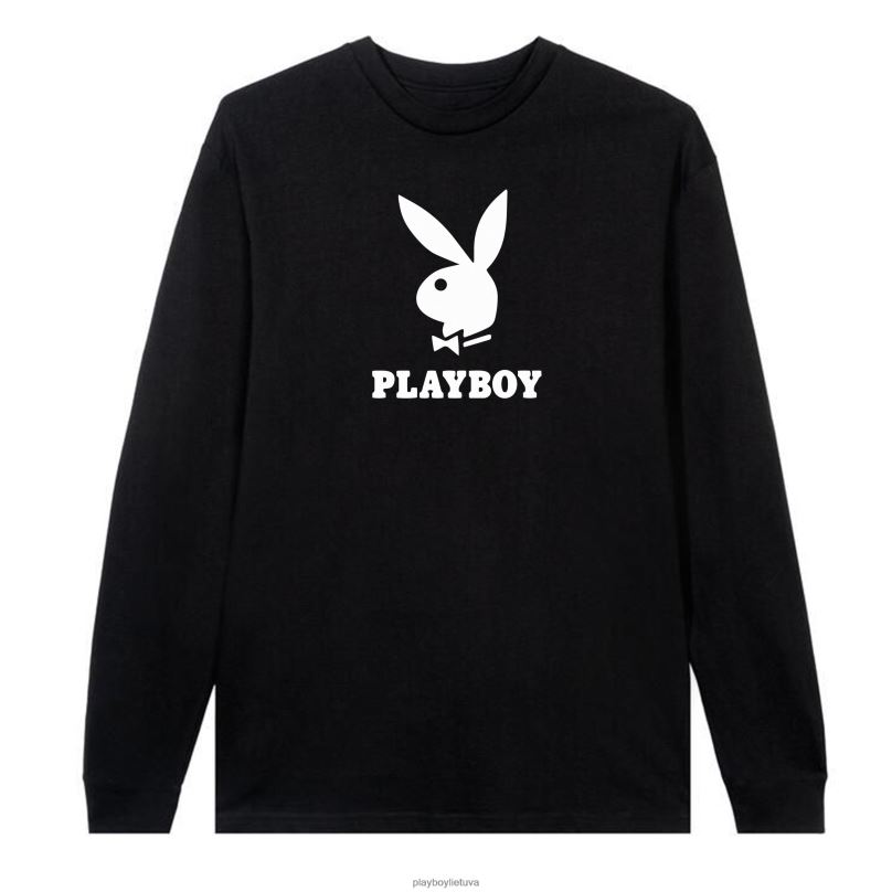 su logotipu ilgomis rankovėmis juodas Playboy vyrų apranga 64RVB59