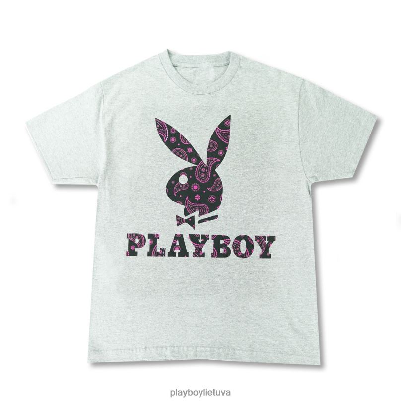 triušio galvos paisley pilkas marškinėliai originalus Playboy vyrų apranga 64RVB32