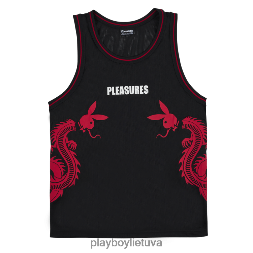 uodegos krepšinio marškinėliai juodas Playboy x Pleasures vyrų apranga 64RVB161