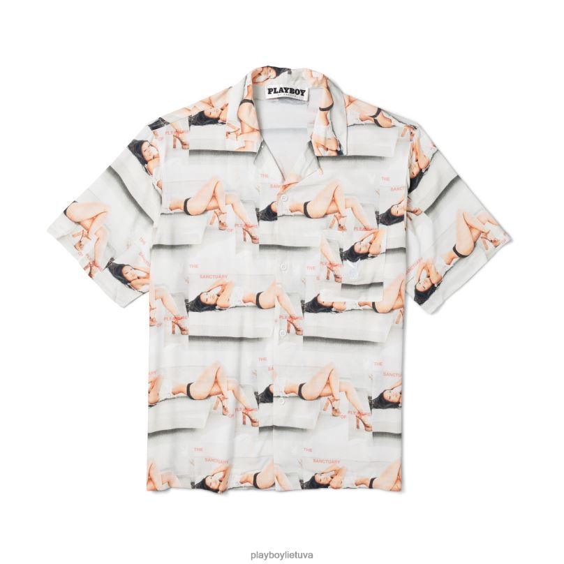 šventovės stovyklos marškiniai baltas Playboy vyrų apranga 64RVB180
