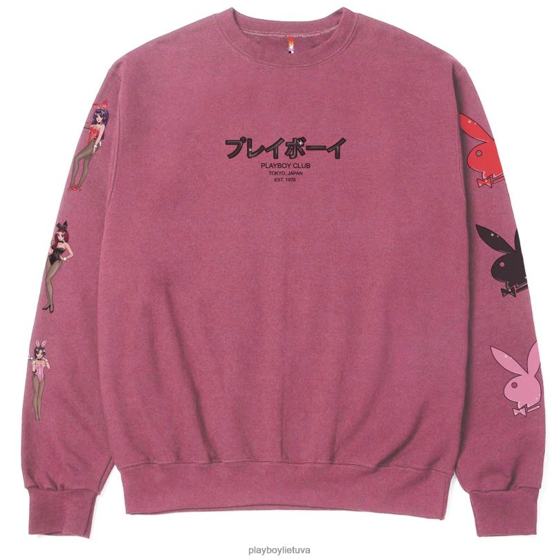 Tokijo klubo zuikis crewneck kaštoninės spalvos pigmentas Playboy vyrų apranga 64RVB344