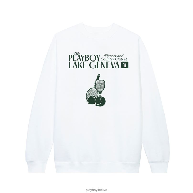 Ženevos ežero teniso klubo megztinis su įgula baltas Playboy vyrų apranga 64RVB486
