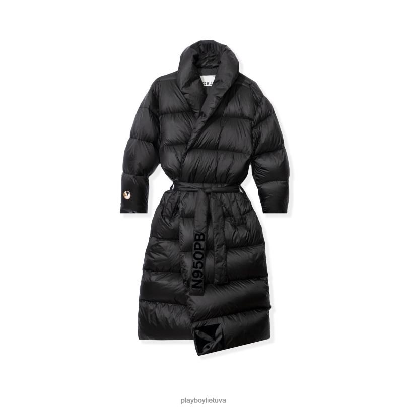 ilga striukė su diržu juodas Playboy vyrų apranga 64RVB441