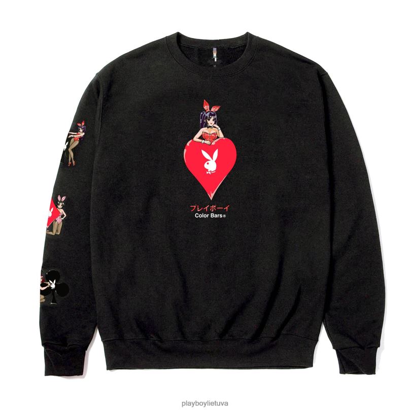 širdžių tūzas 3.0 crewneck juodas Playboy vyrų apranga 64RVB353