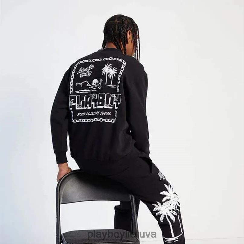 pb Rocky Point crewneck juodas Playboy vyrų apranga 64RVB367
