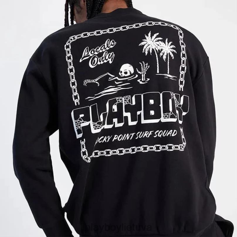 pb Rocky Point crewneck juodas Playboy vyrų apranga 64RVB367