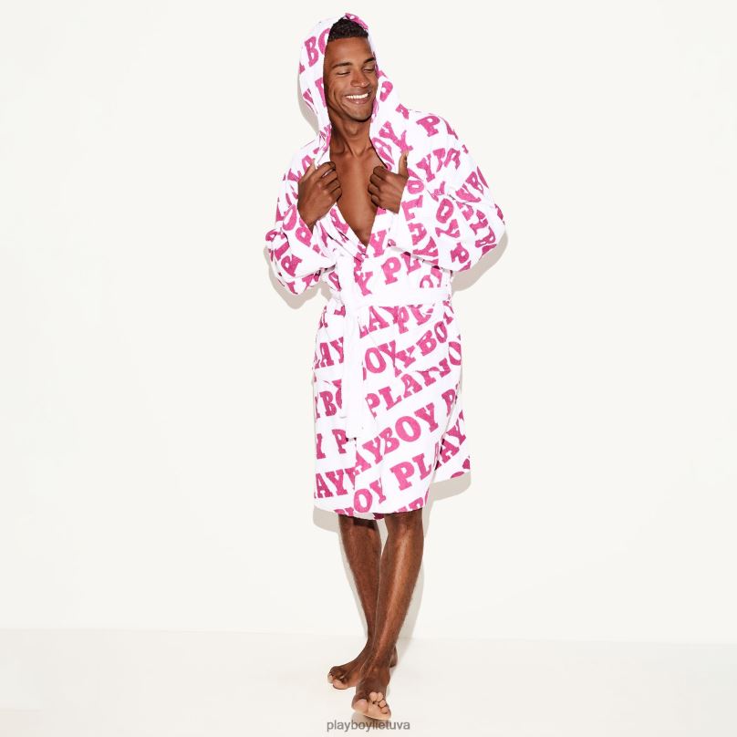 kilpinio rankšluosčio chalatas fuksijos logotipas Playboy vyrų priedas 64RVB827