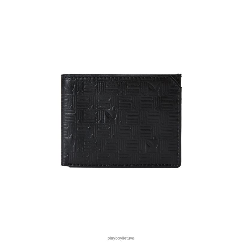reljefinė plona sulankstoma piniginė juodas Playboy vyrų priedas 64RVB840