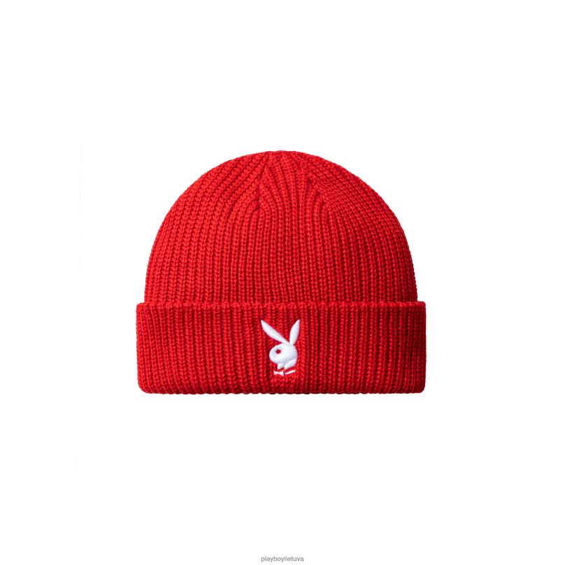 Triušio galvos megzta beanie raudona Playboy vyrų priedas 64RVB721