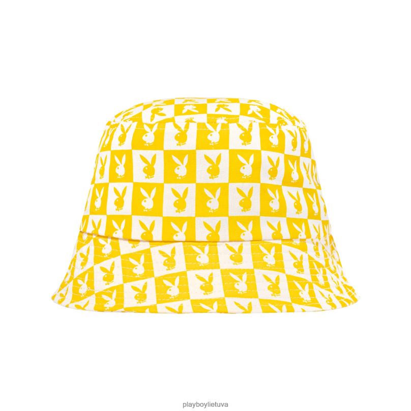 plytelių spausdinimo kibiro skrybėlė geltona Playboy vyrų priedas 64RVB730