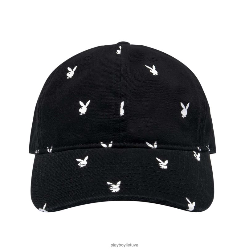 skrybėlė su triušio galva juodas su baltais zuikiais Playboy vyrų priedas 64RVB774